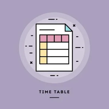 Time table, flat design thin line banner. Stock Illustration