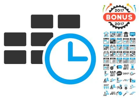 Time Table Icon With 2017 Year Bonus Symbols Stock Illustration