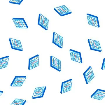 Time table for planning isometric icon seamless pattern Stock Illustration