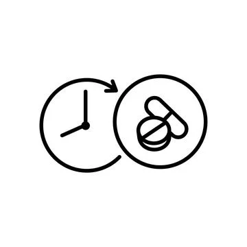 Time to take pills linear icon Stock Illustration