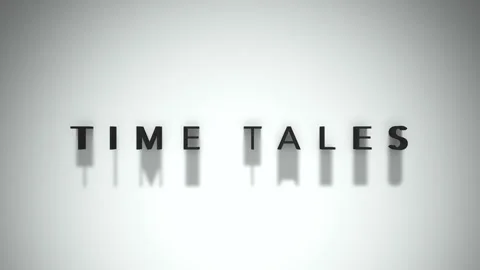 Time tales 3D title matte black text overlaid a white backdrop Stock Footage 301837769
