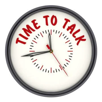 Time to talk. Clock with text Stock-Illustration