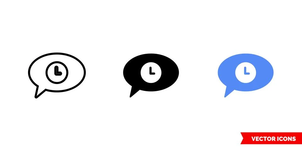 Time talk icon of 3 types color, black and white, outline. Isolated vector si Stock Illustration