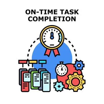 On time task completion with deadline management and productivity Stock Illustration