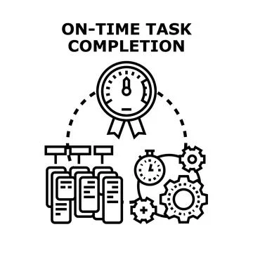 On time task completion with deadline management and productivity Stock Illustration