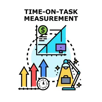 Time on task measurement management performance concept Stock Illustration
