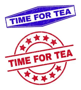 TIME FOR TEA Corroded Seals in Round and Hexagonal Forms 스톡 일러스트