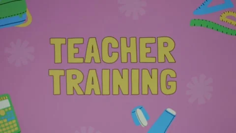 Time to Teacher training inscription on changing color background with school Stock Footage 270502514