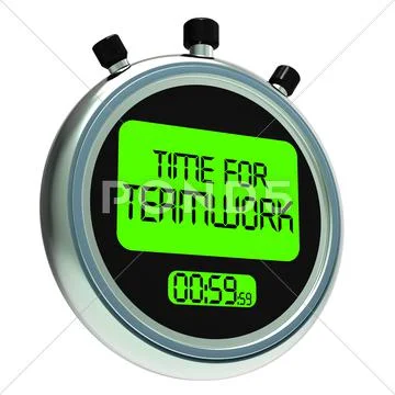 Time for teamwork message meaning combined effort and cooperation Stock Illustration