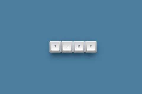 Time text on a 3d keyboard button with shadow concept series Ilustración de archivo