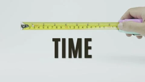 Time text or word and tape measure on a white background symbolizing Stock Footage 302122147