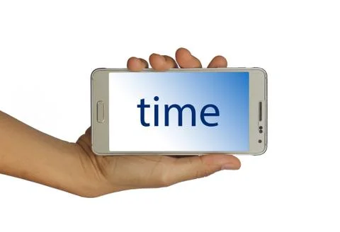 Time text on the screen of smart phone Stock Photos