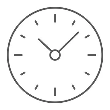 Time thin line icon, clock and minute, hour sign Stock Illustration
