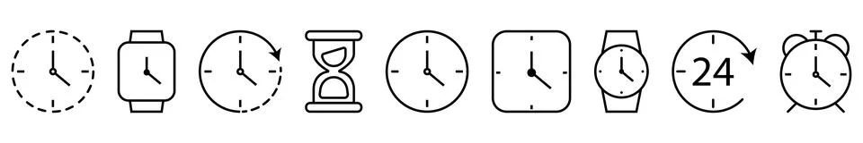 Time thin line icon set Stock Illustration