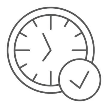 In-time thin line icon, watch and countdown, clock sign, vector graphics, a Stock Illustration