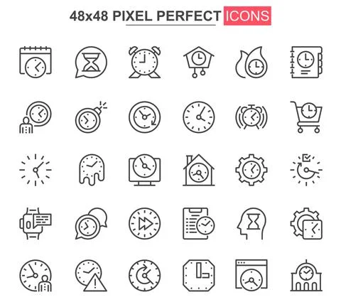 Time thin line icons set. Stock Illustration