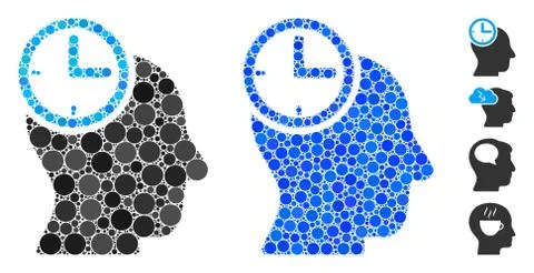Time Thinking Head Mosaic Icon of Spheric Items 스톡 일러스트