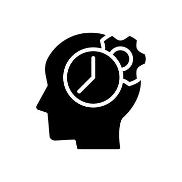 Time for thinking process black glyph icon Illustrazione stock