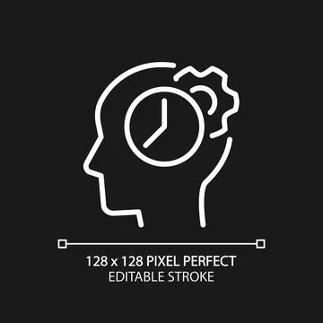 Time for thinking process pixel perfect white linear icon for dark theme Stock Illustration