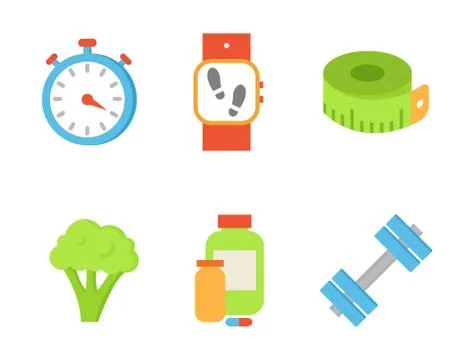 Time Timer and Broccoli Set Vector Illustration 스톡 일러스트