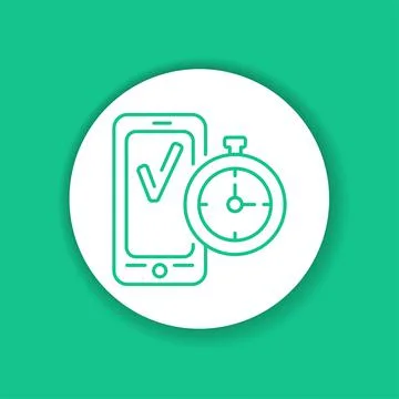 Time tracker mobile application in smartphone color glyph icon. Stock Illustration