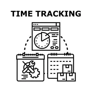 Time tracking activities planning and task management Stock Illustration