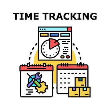 Time tracking activities planning and task management Stock Illustration