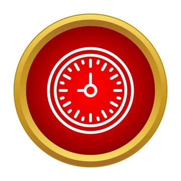 Time tracking clock icon on red gold button Stock Illustration