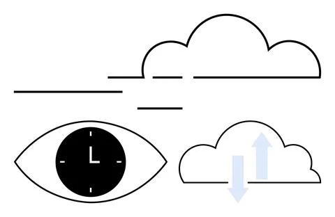 Time tracking, cloud data management, vision, technology, punctuality, digita イラスト素材