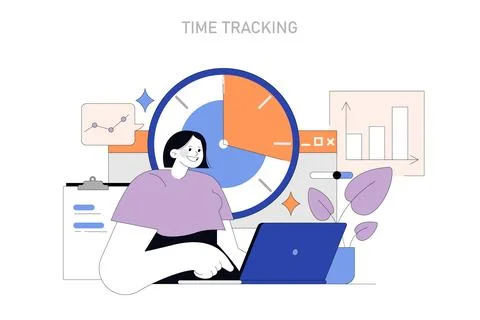 Time Tracking concept. Vector illustration. 스톡 일러스트