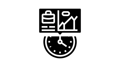 Time tracking glyph icon animation Stock Footage 326139861