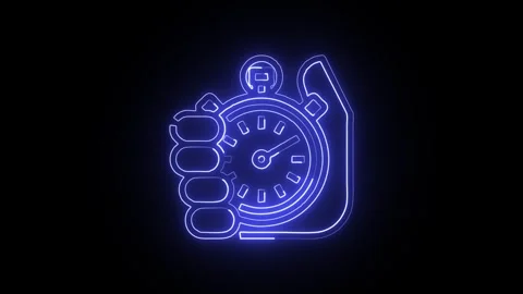 Time Tracking Icon Isolated on Black Background, Work Timer Neon Line Anima.. Stock Footage 324635431