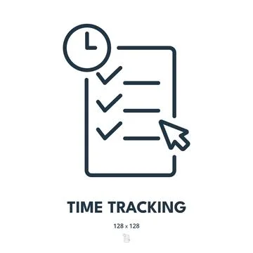 Time Tracking Icon. Schedule, Timesheet, Deadline. Editable Stroke. Simple .. Stock Illustration