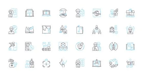 Time tracking linear icons set. Efficiency, Productivity, Clocking, Management Stock Illustration