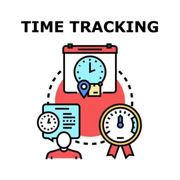 Time tracking management planning and working process Stock Illustration