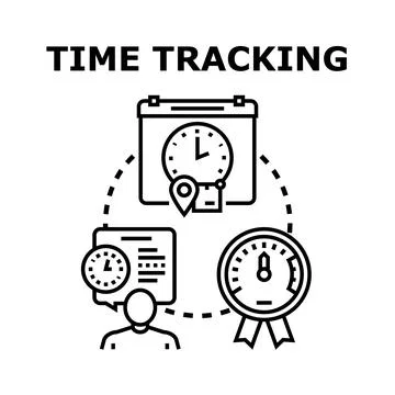 Time tracking management planning and working process Stock Illustration
