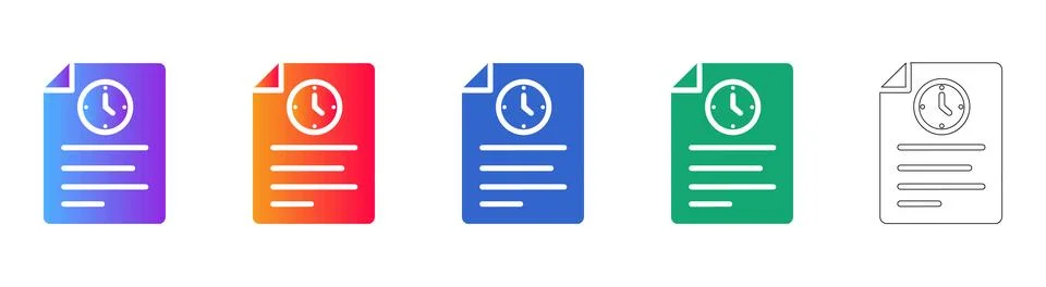 Time Tracking Report Icons Set Stock Illustration