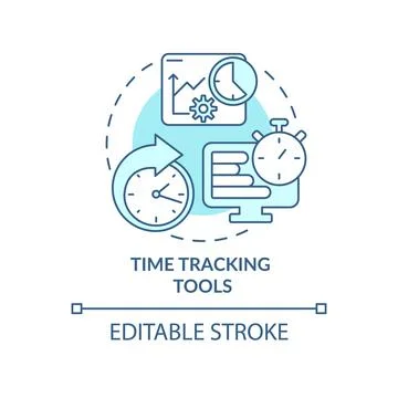Time tracking tools turquoise concept icon Illustrazione stock