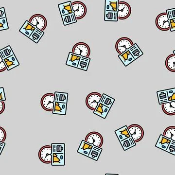 Time tracking vector seamless pattern Stockillustratie