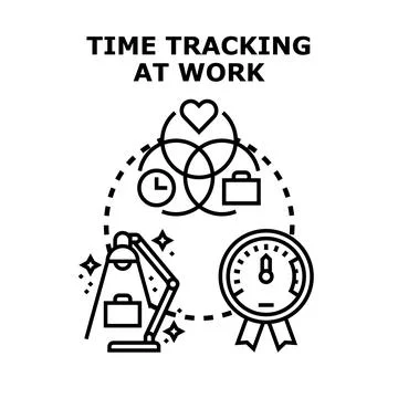 Time tracking at work productivity and efficiency concept Stock Illustration