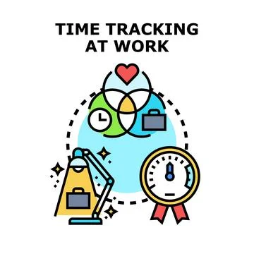 Time tracking at work productivity and efficiency concept Ilustración de archivo