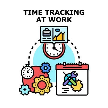 Time tracking at work productivity concept illustration Stock Illustration