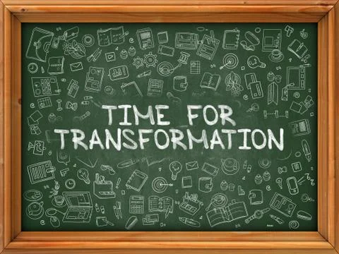 Time for Transformation - Hand Drawn on Green Chalkboard Ilustración de archivo