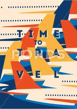 Time to Travel and Airport vacation poster. Stock Illustration