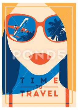 Time to Travel and Summer Camp poster. Stock Illustration