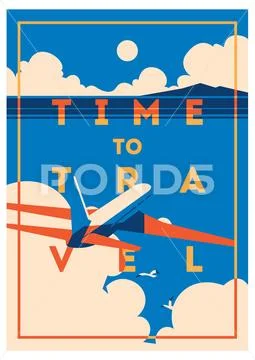 Time to Travel and Summer Holiday poster. Stock Illustration
