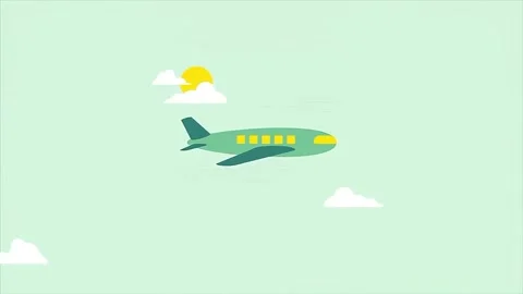 Time For Travel Animated Globe and Airplane 2D Motion Graphic Video stock 337460949
