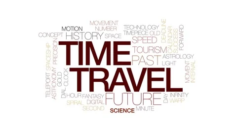 Time travel animated word cloud, text design animation. Kinetic typography. Stock Footage 78491931