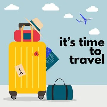 Time to travel background for ads, social network post. Vector Illustration Stock Illustration