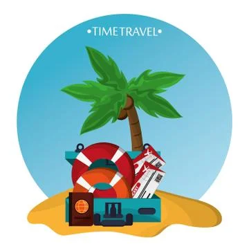 Time travel beach sand elements icons Stock Illustration
